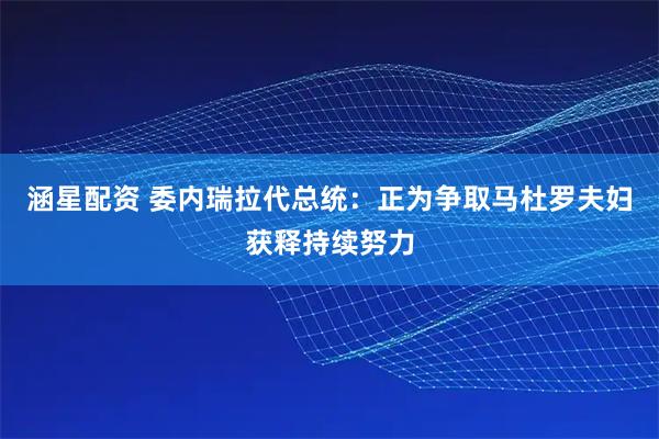 涵星配资 委内瑞拉代总统：正为争取马杜罗夫妇获释持续努力